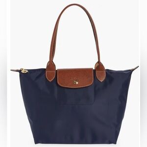 Brand New Medium Navy Le Pliage Nylon Shoulder Tote